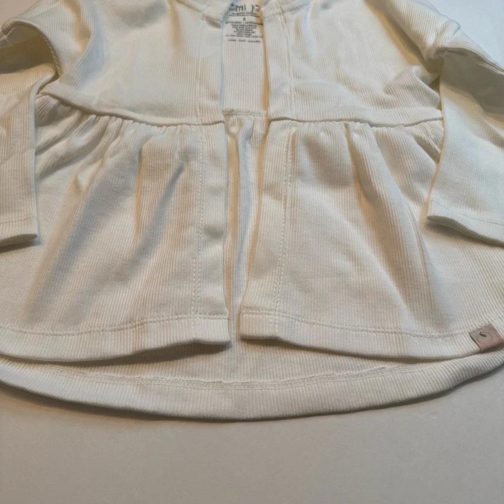 Omi Jo NWT by WDW Simple Cardigan Ribbed Off White Hooded Long Sleeve Girls 2T